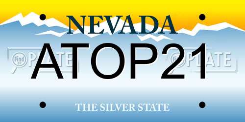 ATOP21 Nevada License Plate