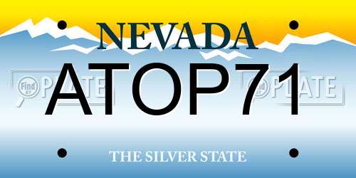 ATOP71 Nevada License Plate
