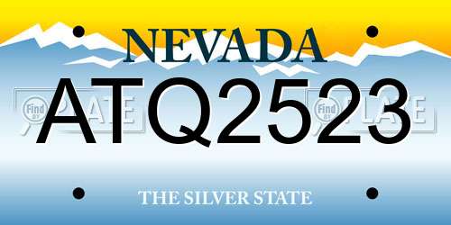 ATQ2523 Nevada License Plate