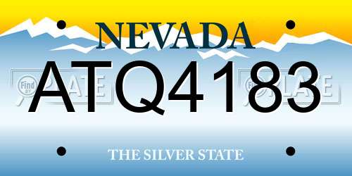 ATQ4183 Nevada License Plate