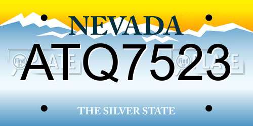 ATQ7523 Nevada License Plate