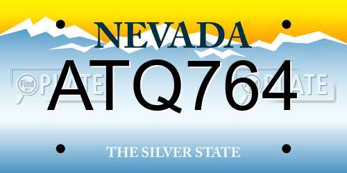 ATQ764 Nevada License Plate