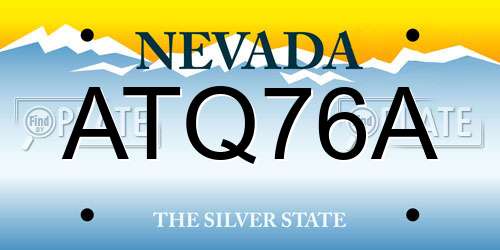 ATQ76A Nevada License Plate