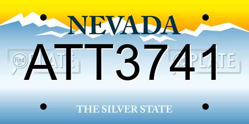 ATT3741 Nevada License Plate