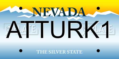 ATTURK1 Nevada License Plate