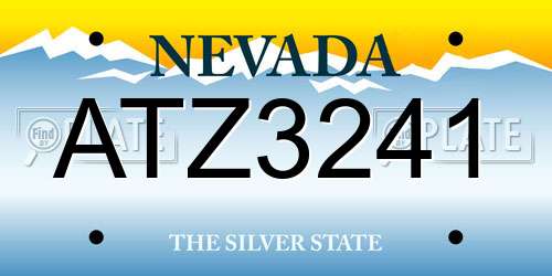 ATZ3241 Nevada License Plate
