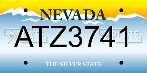 ATZ3741 Nevada License Plate
