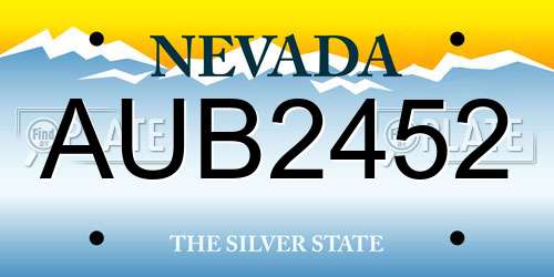 AUB2452 Nevada License Plate