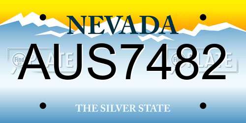 AUS7482 Nevada License Plate