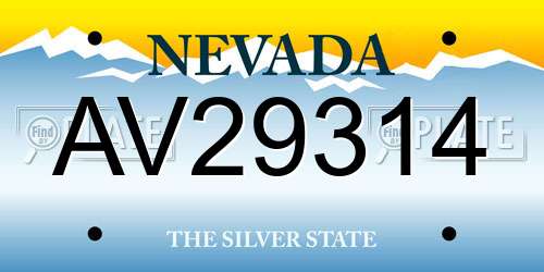 AV29314 Nevada License Plate