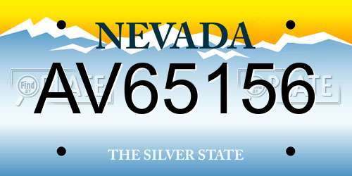 AV65156 Nevada License Plate