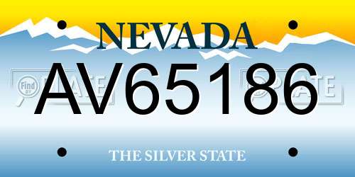 AV65186 Nevada License Plate