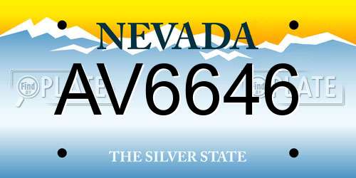 AV6646 Nevada License Plate