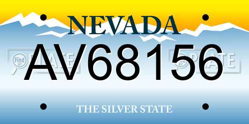 AV68156 Nevada License Plate