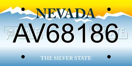 AV68186 Nevada License Plate