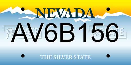 AV6B156 Nevada License Plate