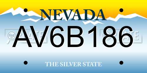 AV6B186 Nevada License Plate