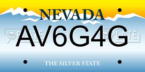 AV6G4G Nevada License Plate