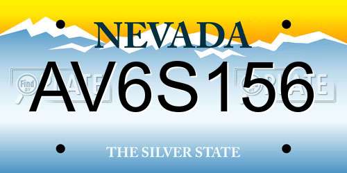 AV6S156 Nevada License Plate