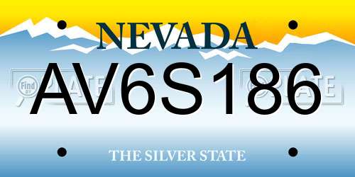AV6S186 Nevada License Plate