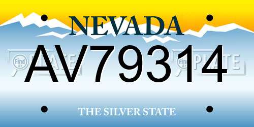 AV79314 Nevada License Plate