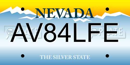 AV84LFE Nevada License Plate