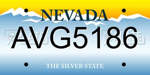 AVG5186 Nevada License Plate