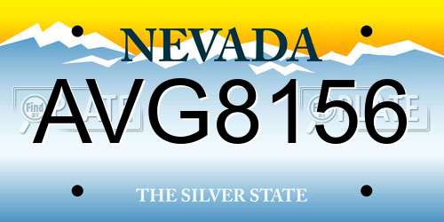 AVG8156 Nevada License Plate