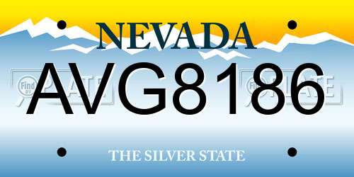 AVG8186 Nevada License Plate