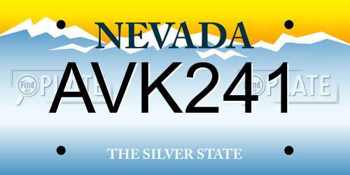 AVK241 Nevada License Plate