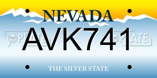 AVK741 Nevada License Plate