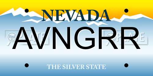 AVNGRR Nevada License Plate