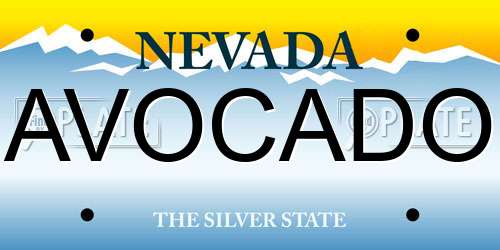 AVOCADO Nevada License Plate