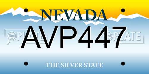 AVP447 Nevada License Plate