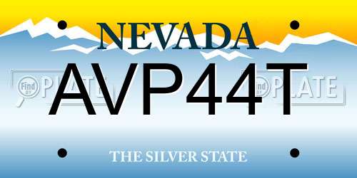 AVP44T Nevada License Plate
