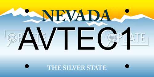 AVTEC1 Nevada License Plate