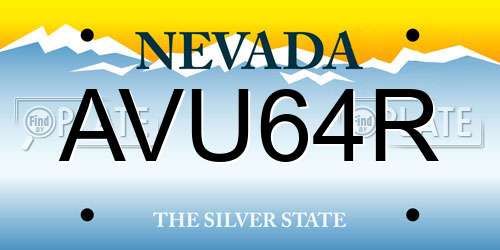 AVU64R Nevada License Plate