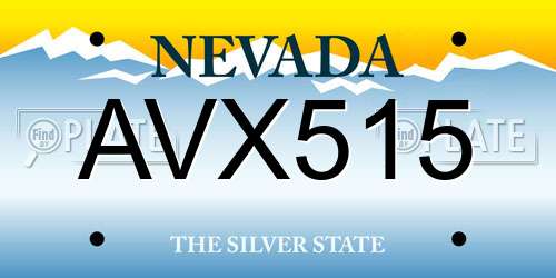 AVX515 Nevada License Plate