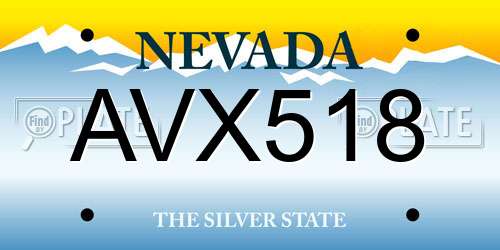 AVX518 Nevada License Plate