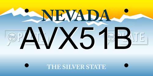 AVX51B Nevada License Plate
