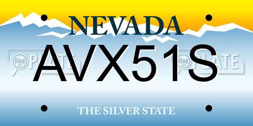 AVX51S Nevada License Plate