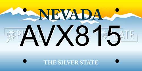 AVX815 Nevada License Plate