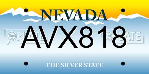 AVX818 Nevada License Plate