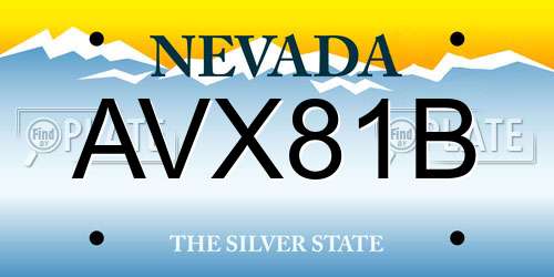 AVX81B Nevada License Plate