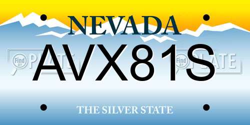 AVX81S Nevada License Plate