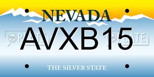 AVXB15 Nevada License Plate