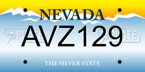 AVZ129 Nevada License Plate
