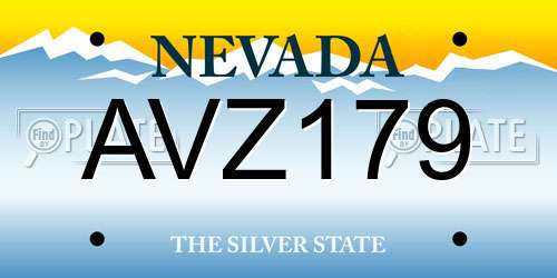 AVZ179 Nevada License Plate
