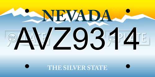 AVZ9314 Nevada License Plate
