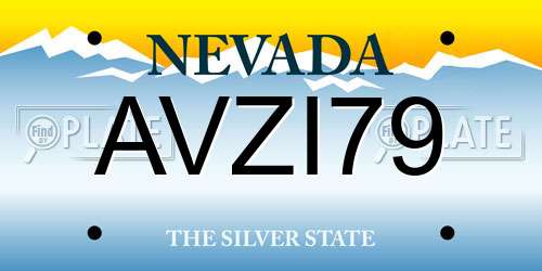 AVZI79 Nevada License Plate